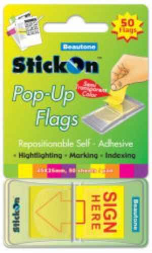 Picture of STICK ON FLAGS B/TONE POP-UP SIGN HERE 4