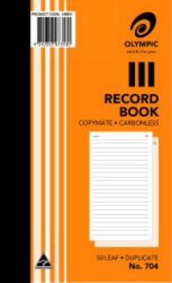 Picture of RECORD BOOK OLYMPIC 704 DUP C/LESS 8X5