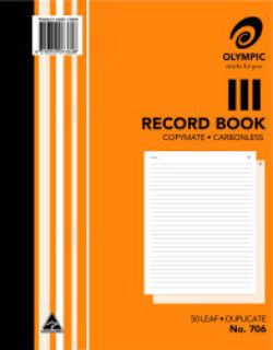 Picture of RECORD BOOK OLYMPIC 706 DUP C/LESS 10X8