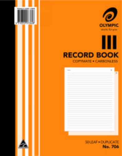 Picture of RECORD BOOK OLYMPIC 706 DUP C/LESS 10X8