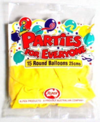 Picture of BALLOONS YELLOW 15 PK