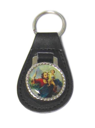 Picture of KEYRING ST CHRISTOPHER LEATHER